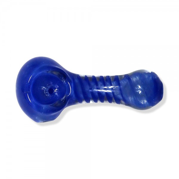 Full-Colored Glass Hand Pipe w/ Striped Inlay Accent