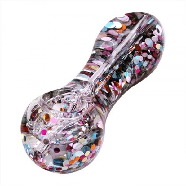 Glitter Snow Globe Glass Hand Pipe