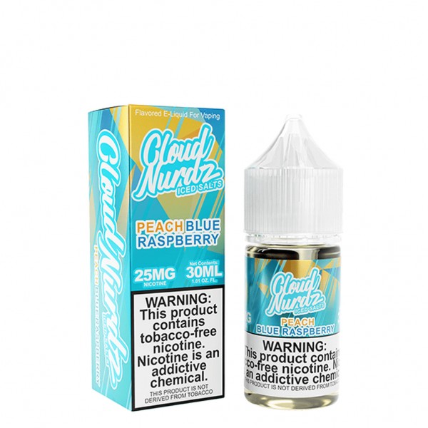 Cloud Nurdz Peach Blue Razz Iced 30ml Nic Salt Vape Juice