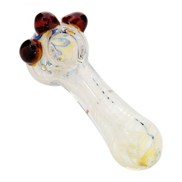 Silver Fumed Glass Hand Pipe w/ Marble Accents