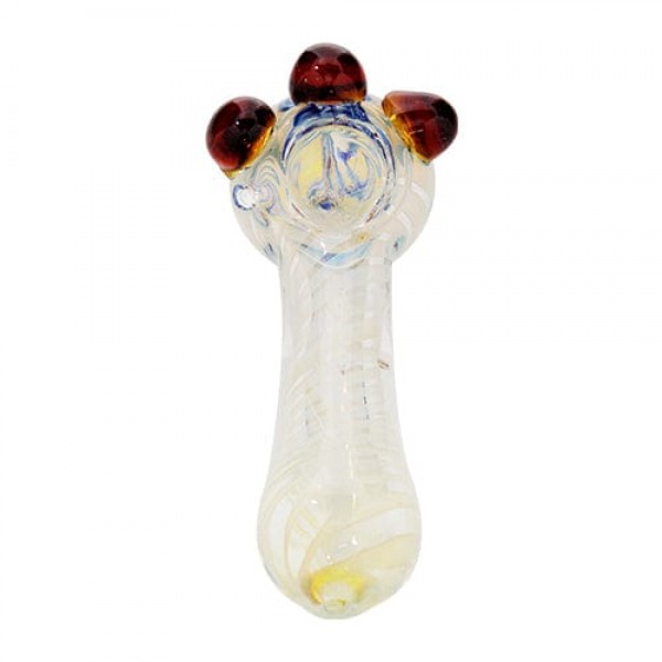 Silver Fumed Glass Hand Pipe w/ Marble Accents