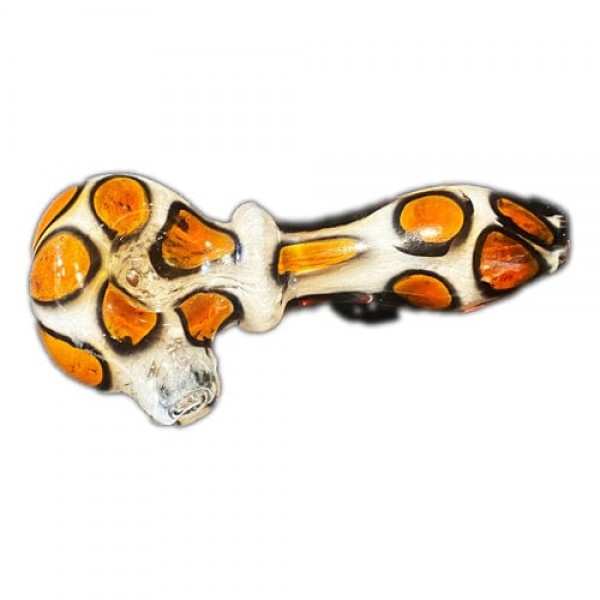 Handmade Glass Hand Pipe w/ Cheetah Print