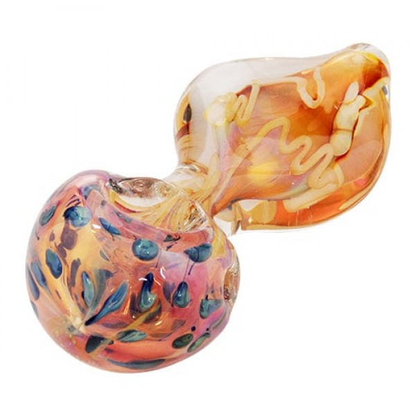 Orange & Purple Glass Spoon Hand Pipe w/ Dotted Accents