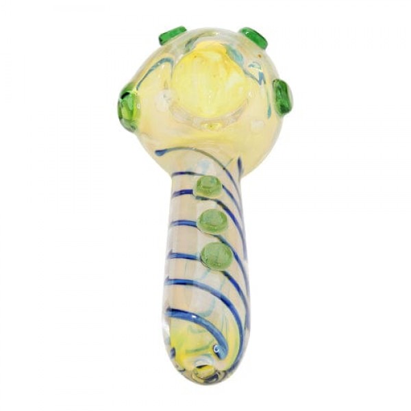 Fumed Glass Hand Pipe w/ Blue & Green Accents