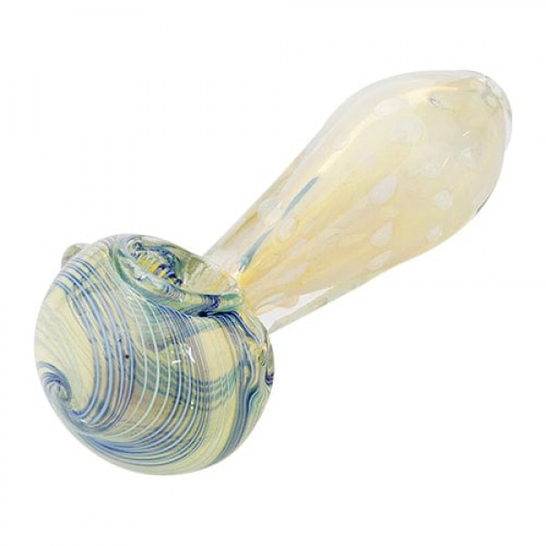 Silver Fumed Glass Spoon Pipe w/ Accents Swirls