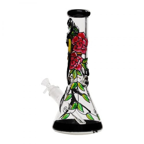 Bjorn Jorgøn Rose & Skull Glass Beaker Bong