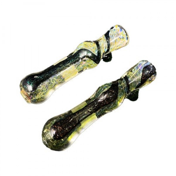 Fumed Handmade Glass Chillum w/ Dichro Accents