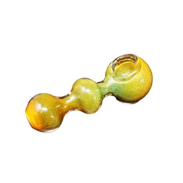 Yellow Handmade Glass Hand Pipe w/ Fumed Accents