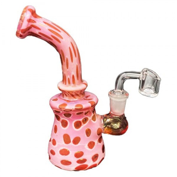 Pink Handmade Glass Dab Rig w/ Polka Dots