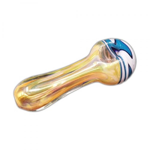 Fumed Handmade Glass Spoon Pipe w/ Wig-Wag Accents