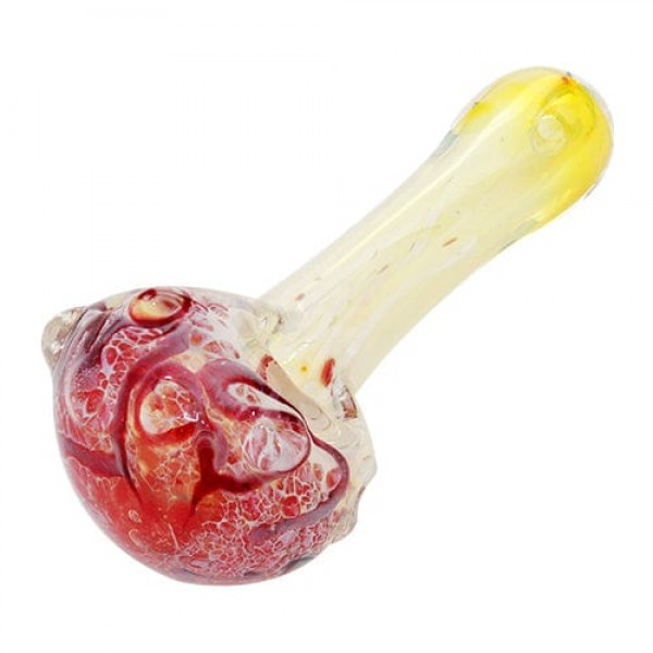 Glass Hand Pipe w/ Double Bowl & Fumed Accents