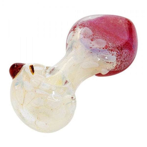 Silver Fumed Glass Hand Pipe w/ Pink & White Color