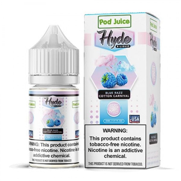 Pod Juice x Hyde Blue Razz Cotton Carnival TF 30ml Nic Salt Vape Juice