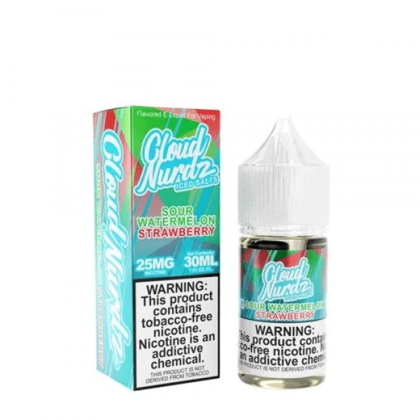 Sour Watermelon Strawberry Iced 30ml TF Nic Salt Vape Juice - Cloud Nurdz