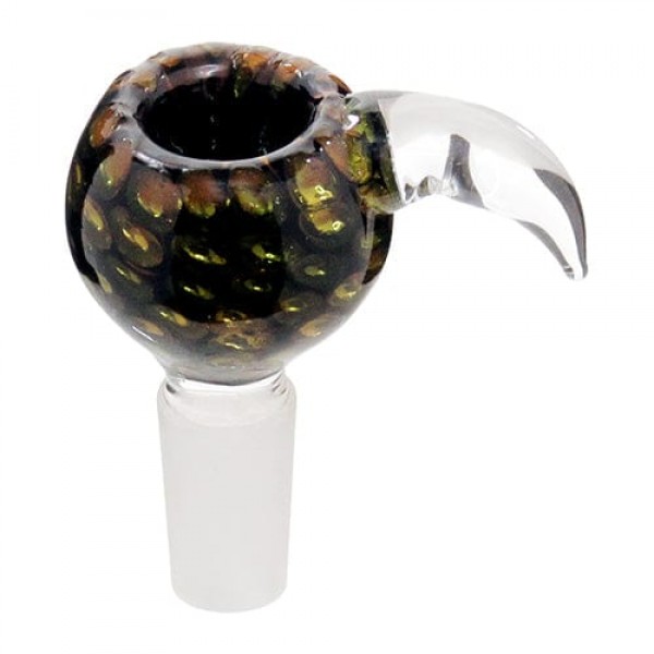 Handmade 14mm Glass Bowl Piece w/ Horn Handle