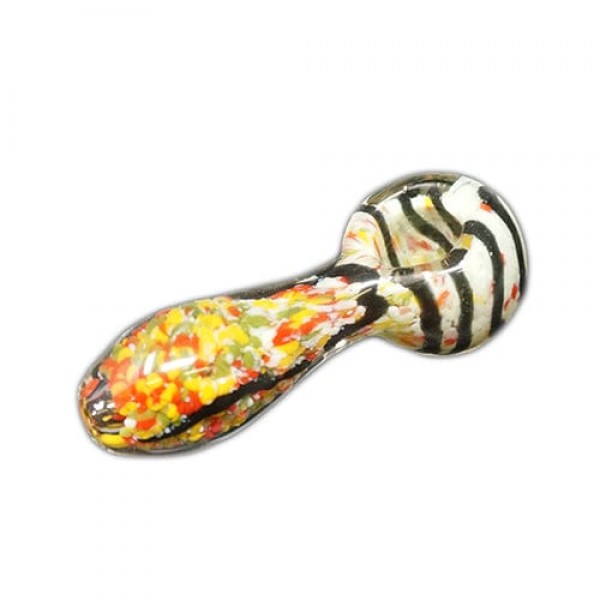 Handmade Glass Hand Pipe w/ Stripe Accents