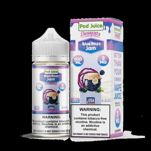 Pod Juice Desserts Blue Razz Jam TF 100ml Vape Juice