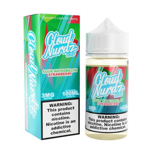 Sour Watermelon Strawberry Iced 100ml Vape Juice - Cloud Nurdz