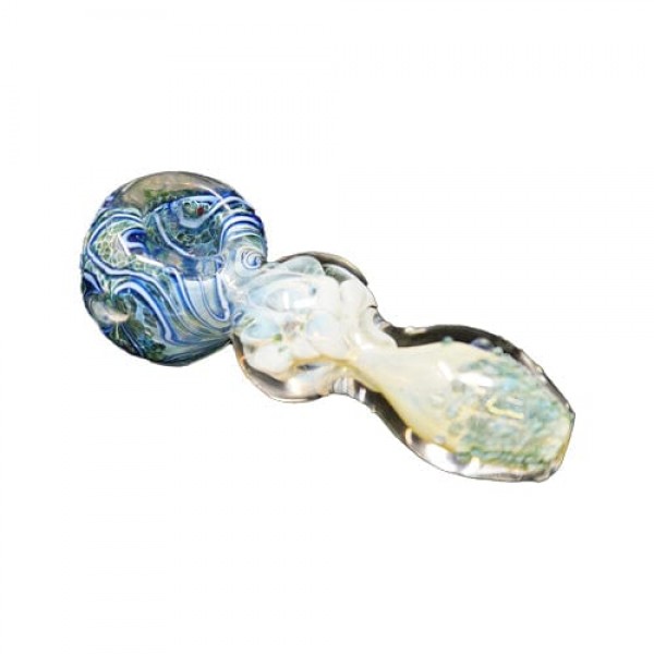 Blue & White Handmade Glass Hand Pipe