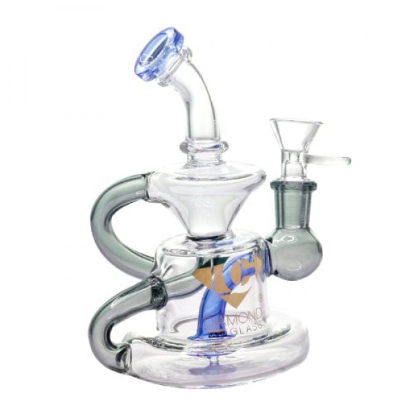 Diamond Glass Mini 6" Klein Recycler Dab Rig/Bong